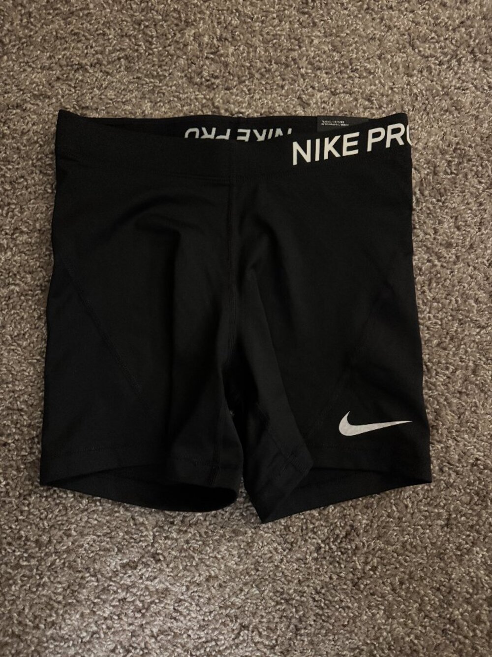 Nike Pro TightFit DriFit Black Athletic Shorts with White Swoosh